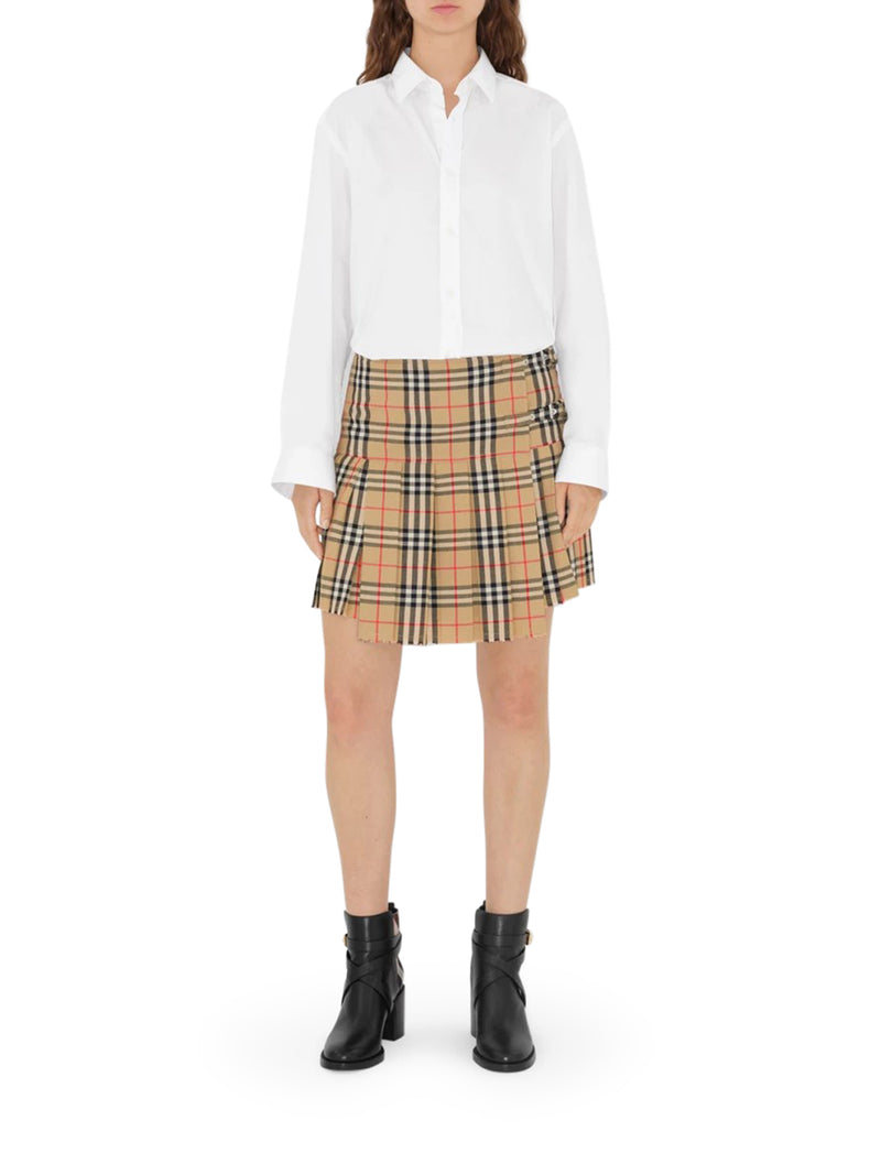 CHECK WOOL MINI KILT WITH PLEATED PLEATES
