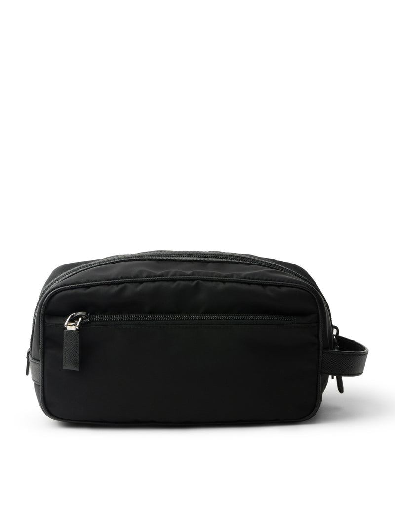 TRAVEL POUCH IN RE-NYLON AND SAFFIANO