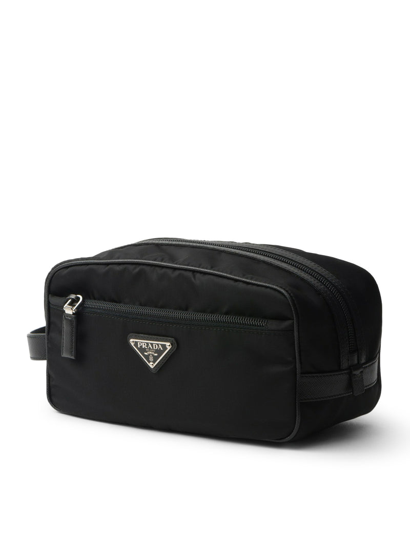 TRAVEL POUCH IN RE-NYLON AND SAFFIANO