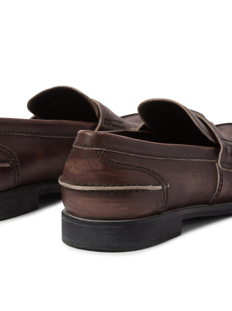 VINTAGE EFFECT LEATHER LOAFERS