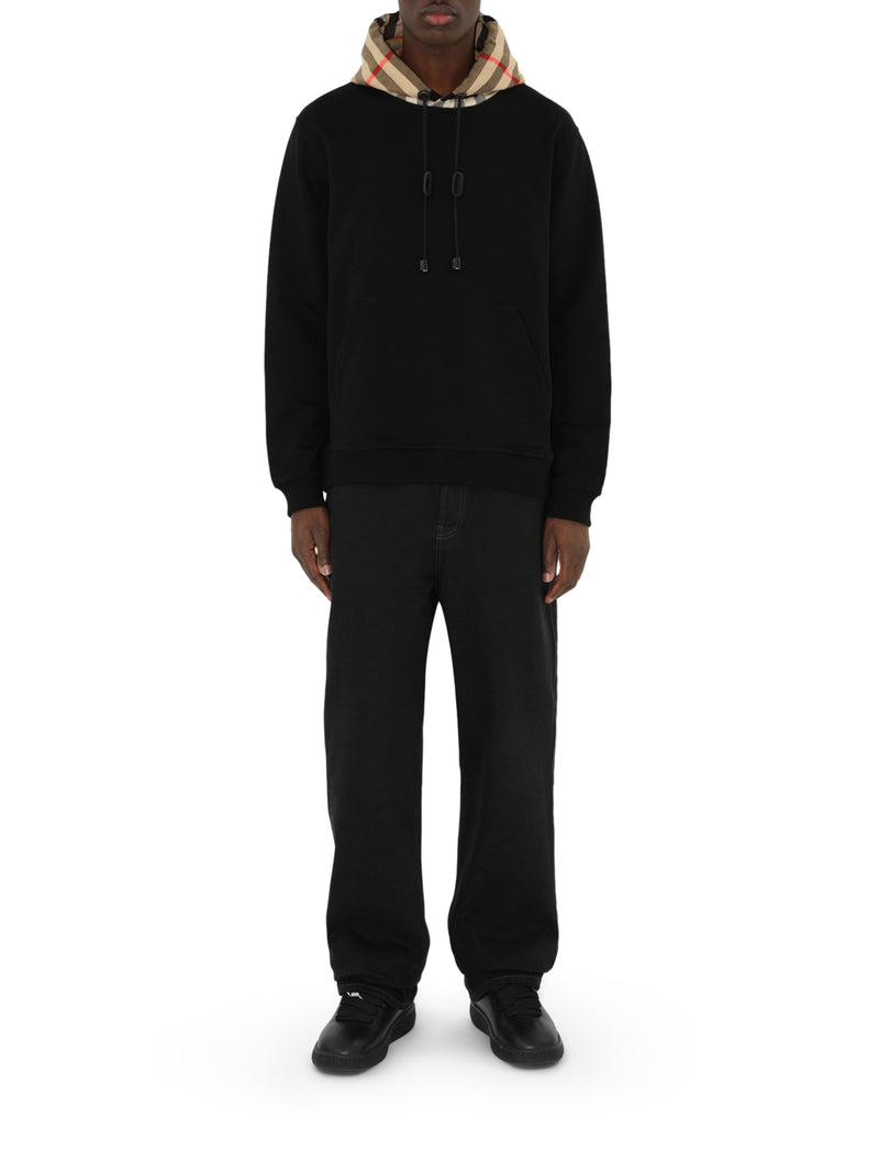 CHECK HOODED COTTON SWEATSHIRT