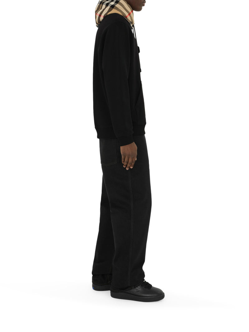 CHECK HOODED COTTON SWEATSHIRT