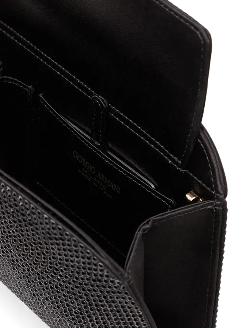 CLUTCH IN SATIN AND RHINESTONES