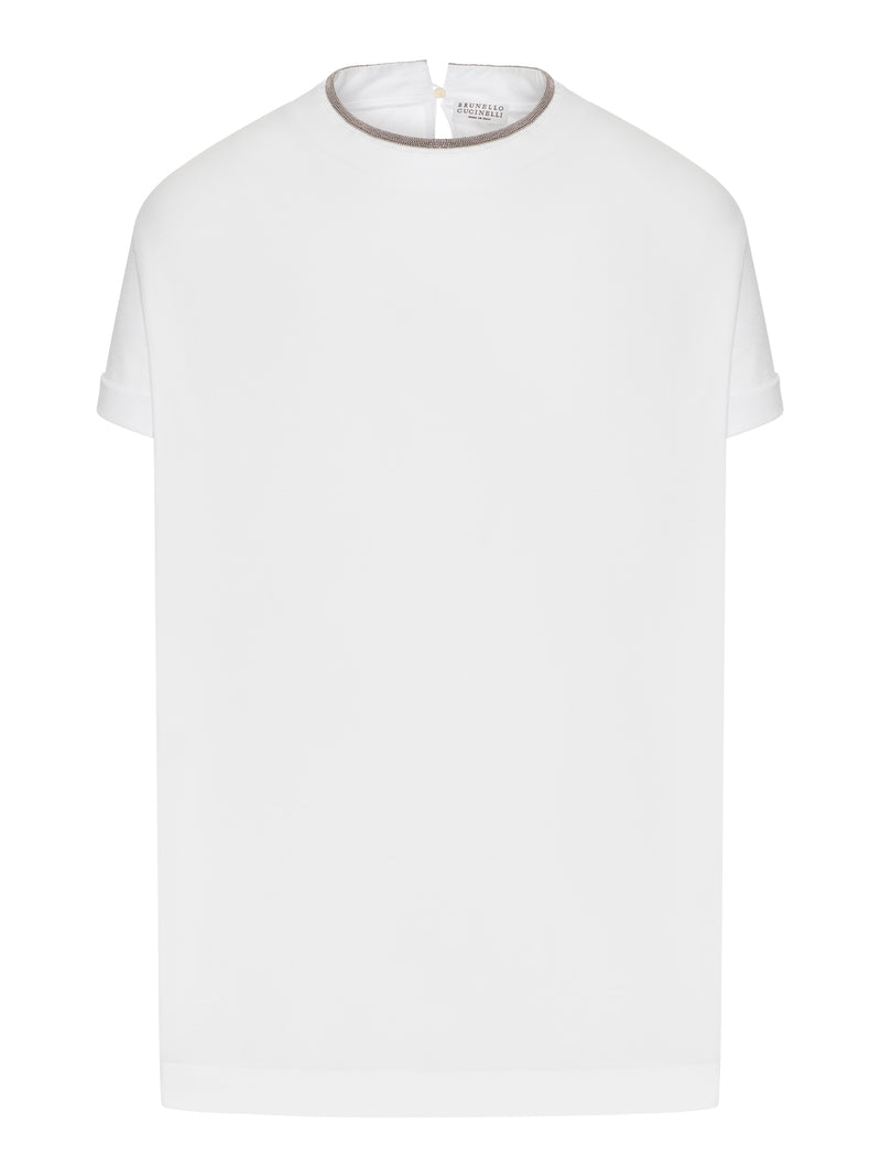 JERSEY T-SHIRT WITH PRECIOUS FAUX LAYERING