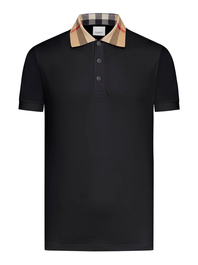 COTTON PIQUÉ POLO SHIRT WITH BURBERRY CHECK COLLAR
