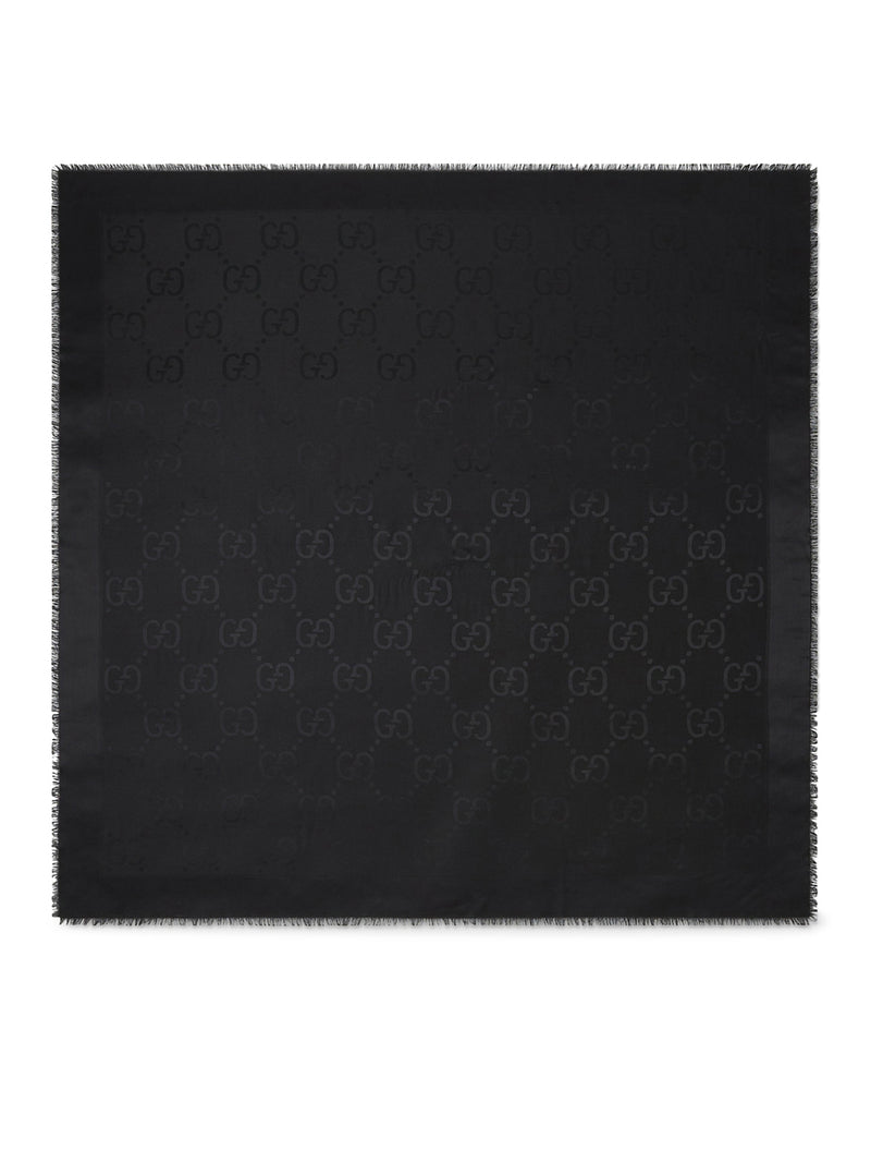 JACQUARD WOOL AND SILK SHAWL WITH GG MOTIF