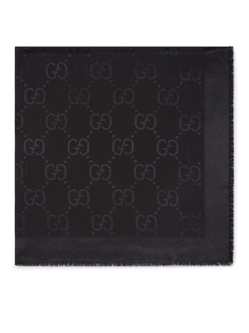 JACQUARD WOOL AND SILK SHAWL WITH GG MOTIF