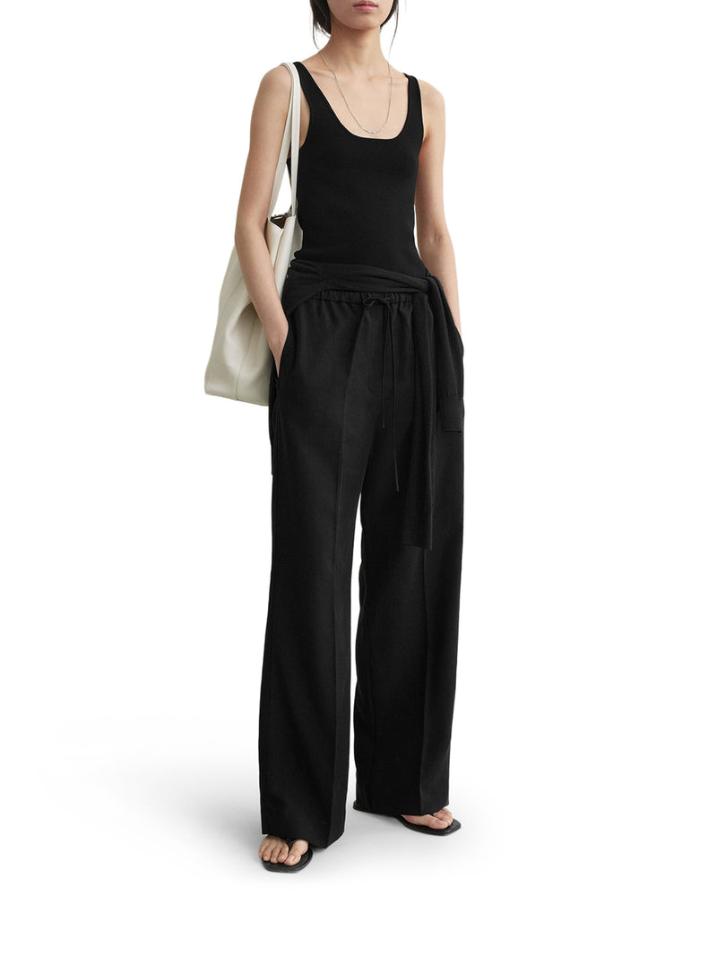 WIDE-LEG LINEN BLEND TROUSERS