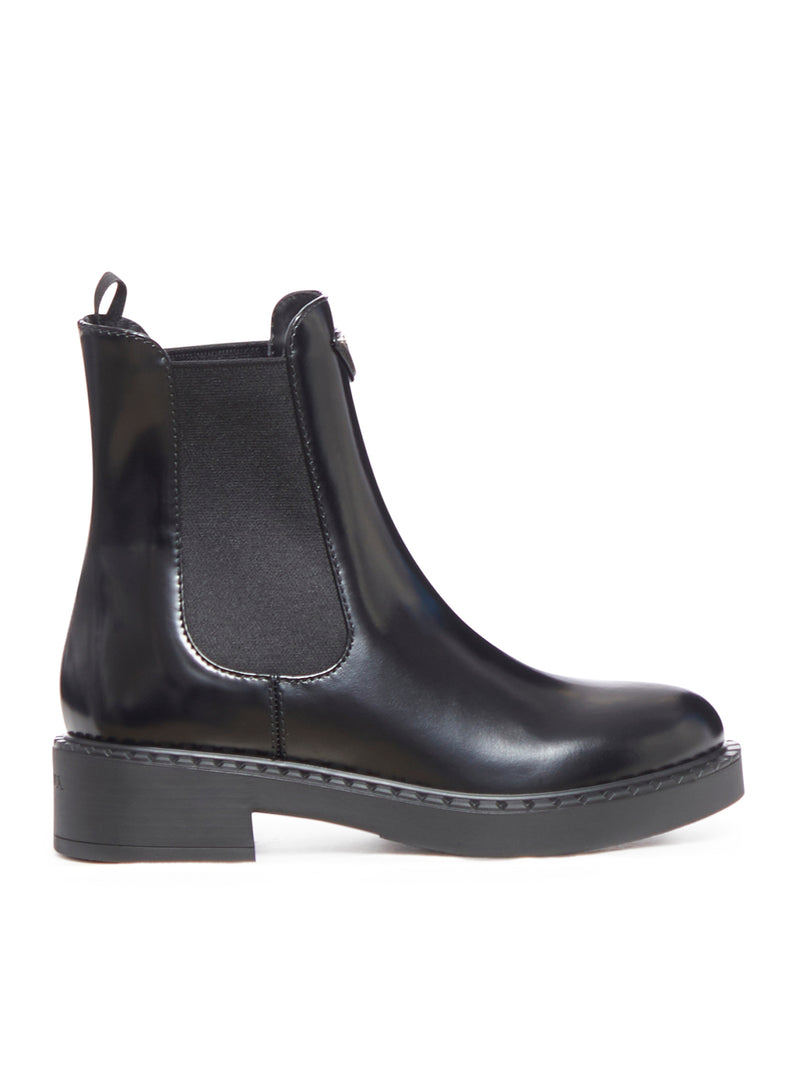 Brushed leather ankle boots