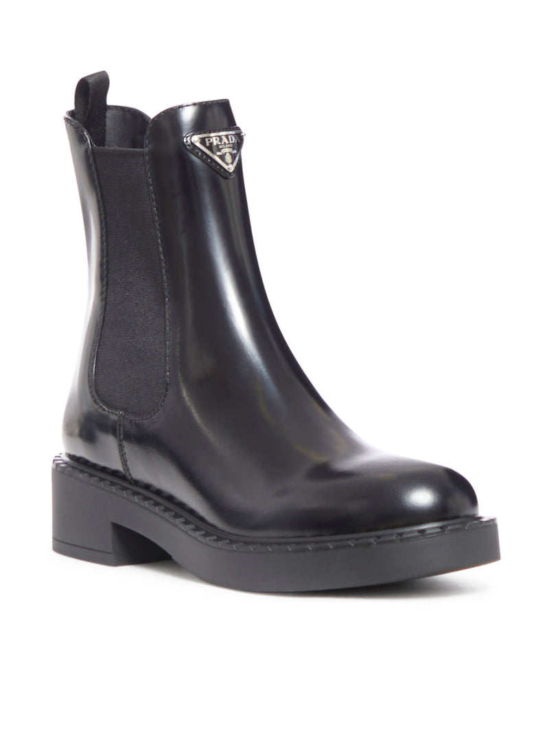 Brushed leather ankle boots