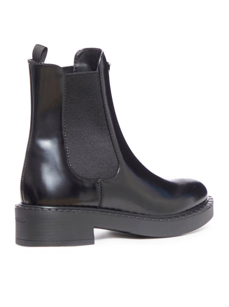 Brushed leather ankle boots