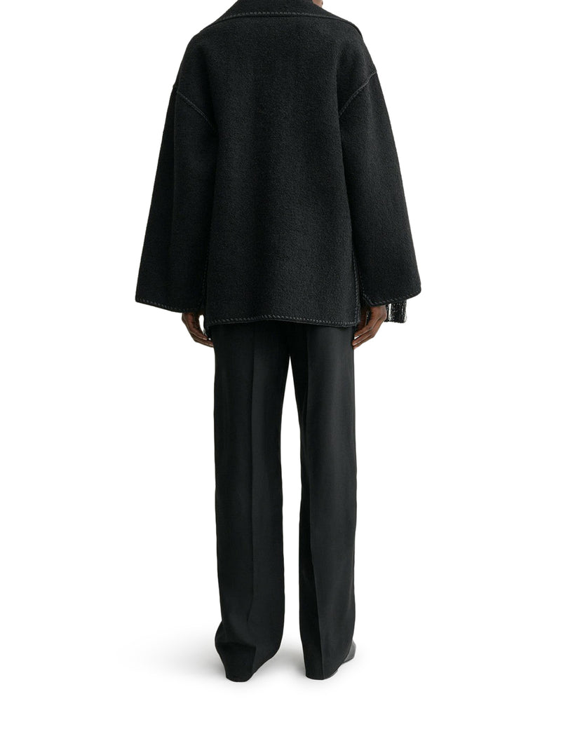 WOOL JACKET WITH SCARF AND EMBROIDERY