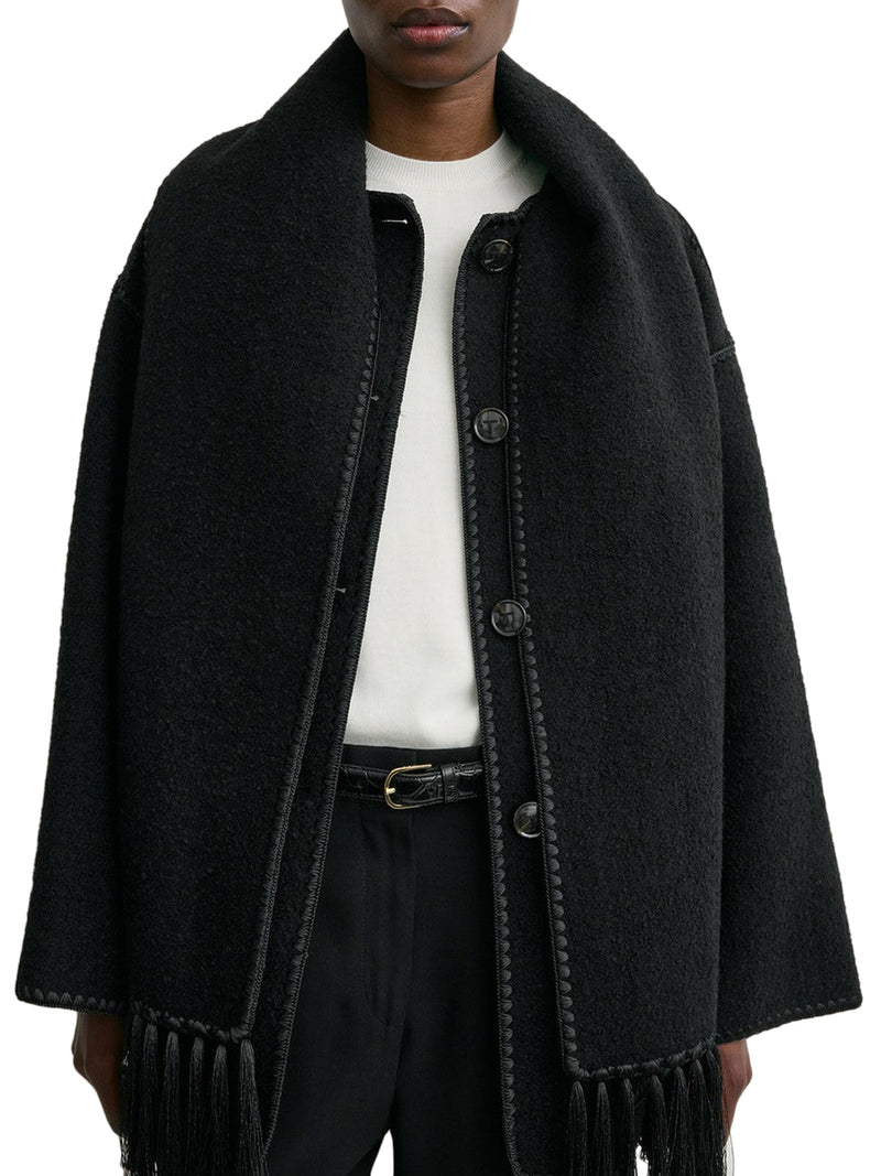 WOOL JACKET WITH SCARF AND EMBROIDERY