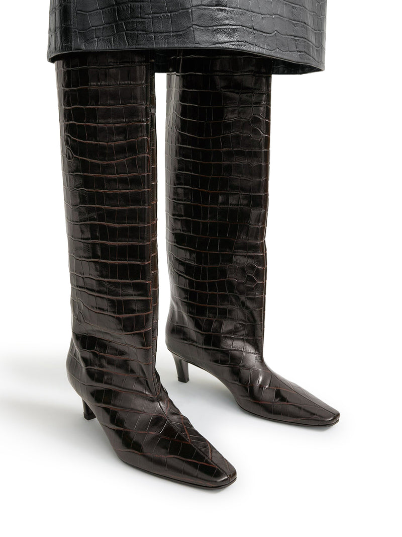 COCONUT EMBOSSED WIDE-LEG BOOTS