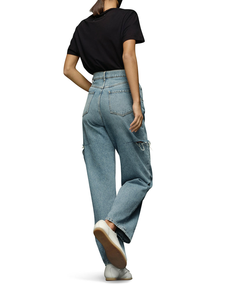 DENIM JEANS WITH SIDE RIPS