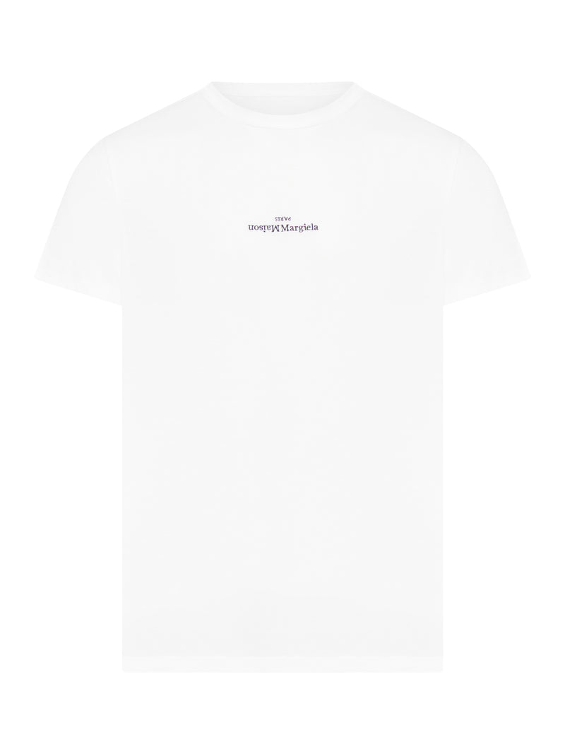 EMBROIDERED UPSIDE-DOWN LOGO T-SHIRT