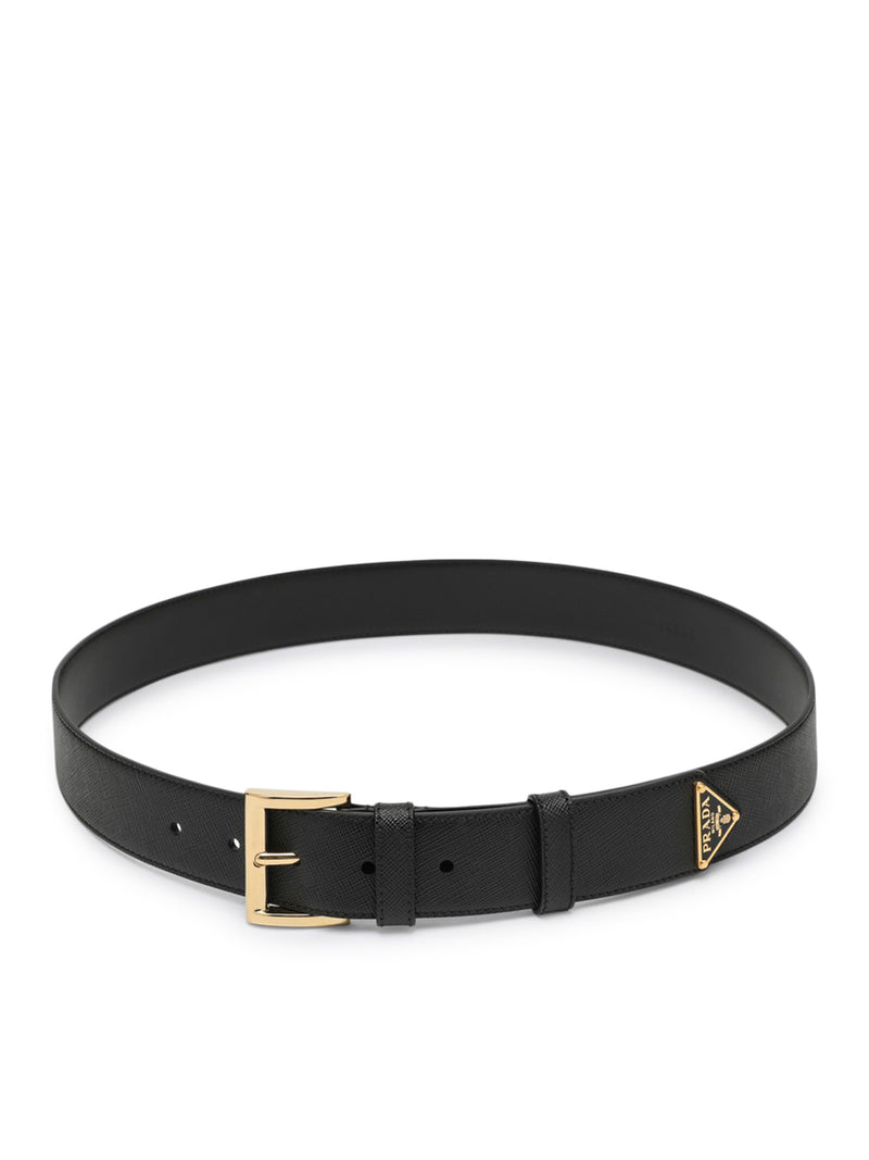 SAFFIANO BELT WITH LOGO PLATE