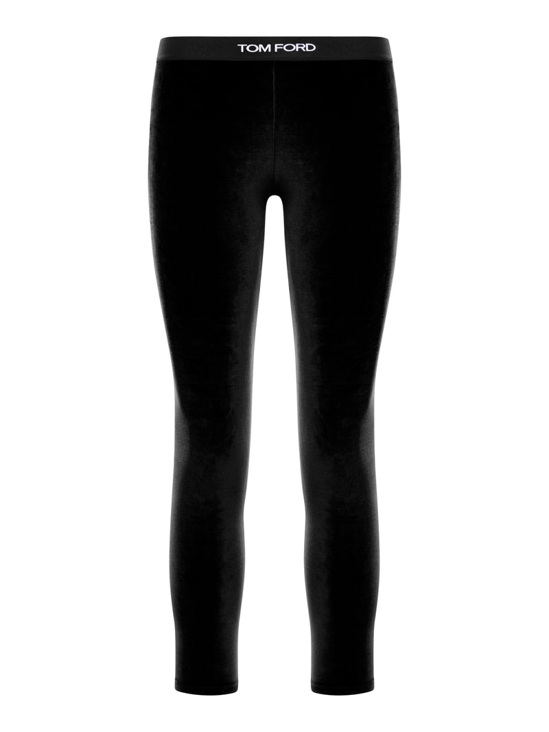 VELVET LEGGINGS WITH LOGO BAND