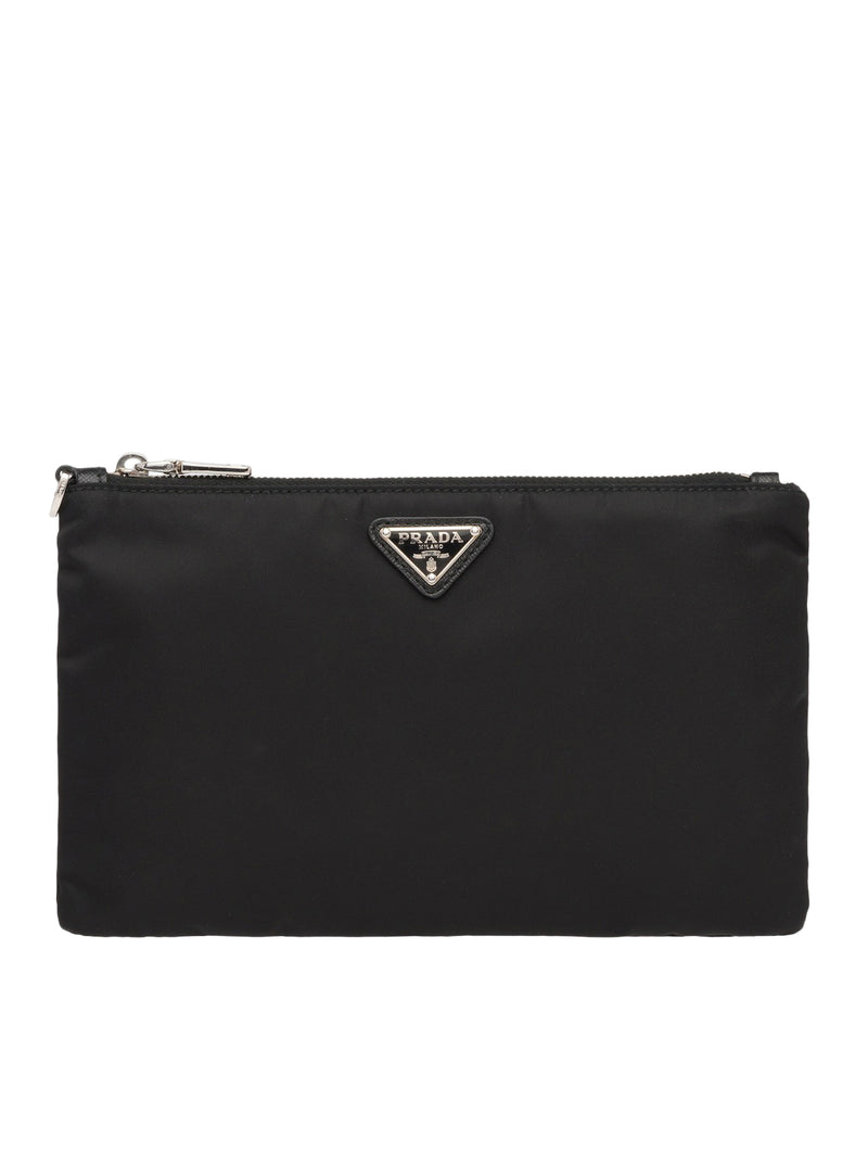 RE-NYLON AND SAFFIANO POUCH