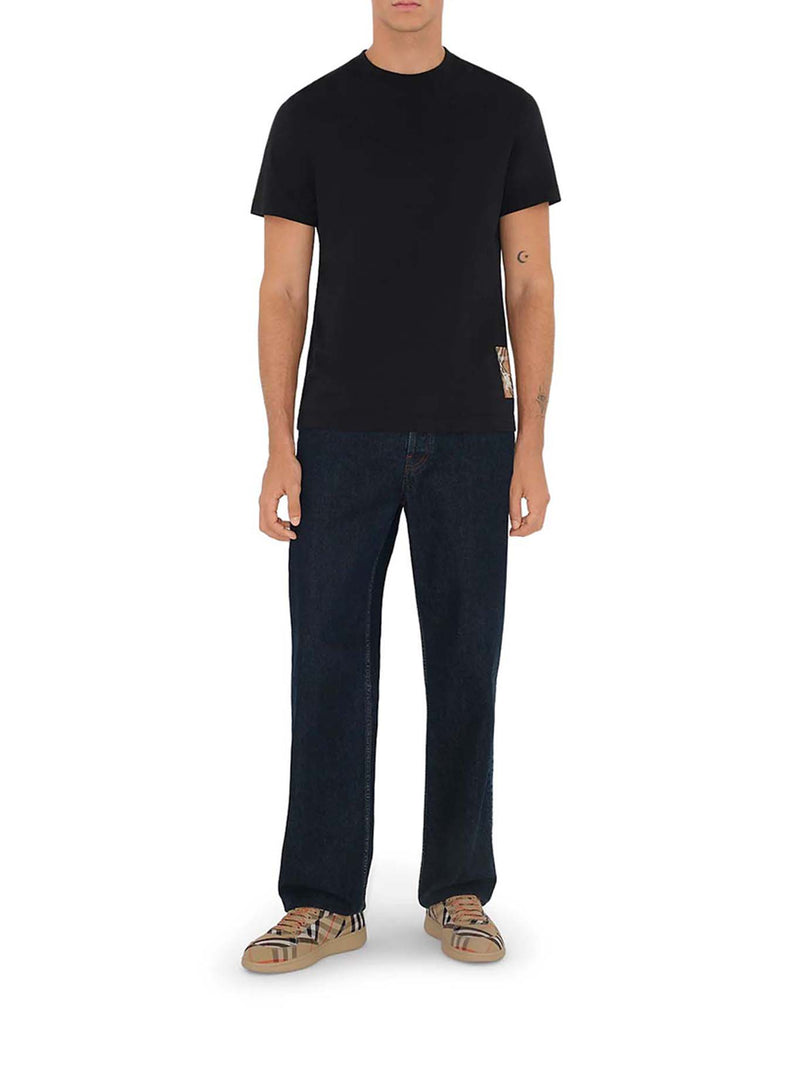 COTTON T-SHIRT WITH CHECK APPLICATION