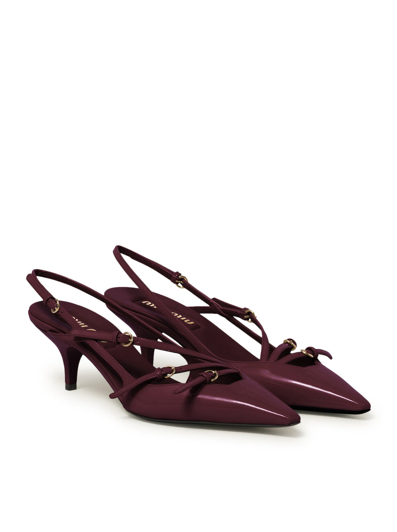 PATENT LEATHER SLINGBACK WITH BUCKLES
