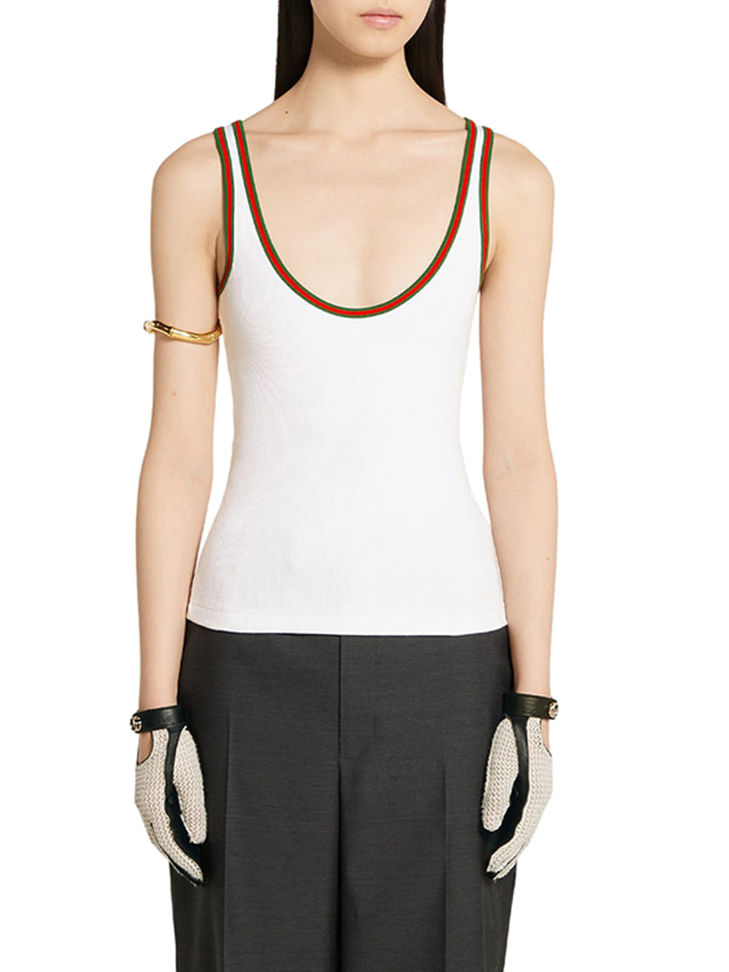 RIBBED COTTON TANK TOP WITH WEB