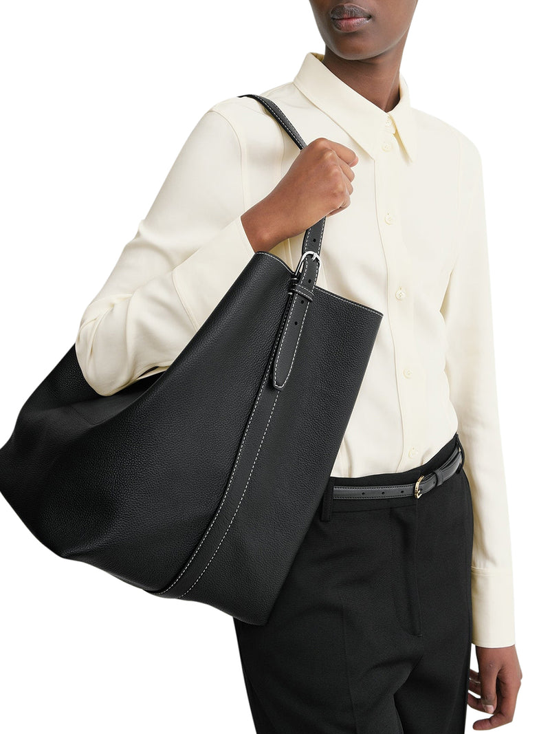 BELTED TOTE BAG IN HAMMERED CALFSKIN