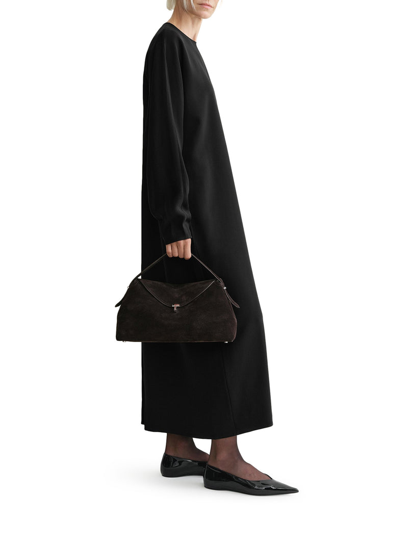 T-LOCK SUEDE HANDBAG
