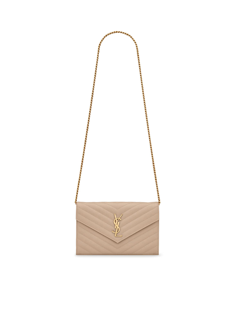 LEATHER CLUTCH WITH CHAIN AND CASSANDRE LOGO
