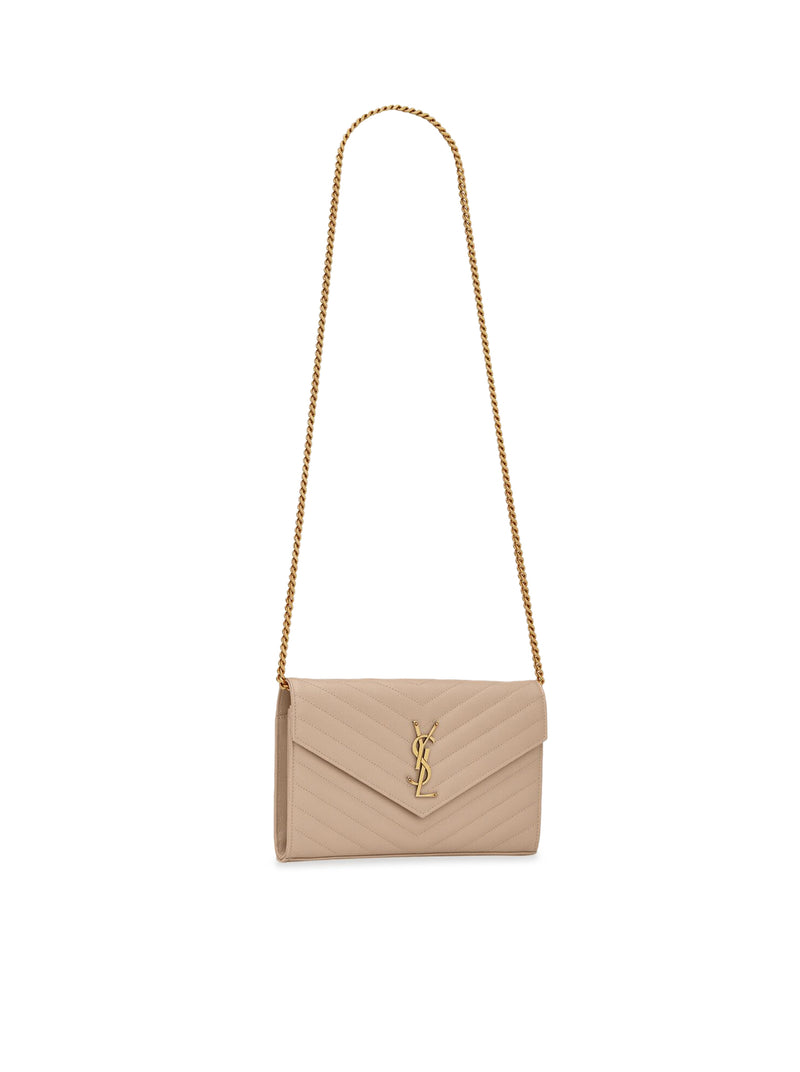 LEATHER CLUTCH WITH CHAIN AND CASSANDRE LOGO