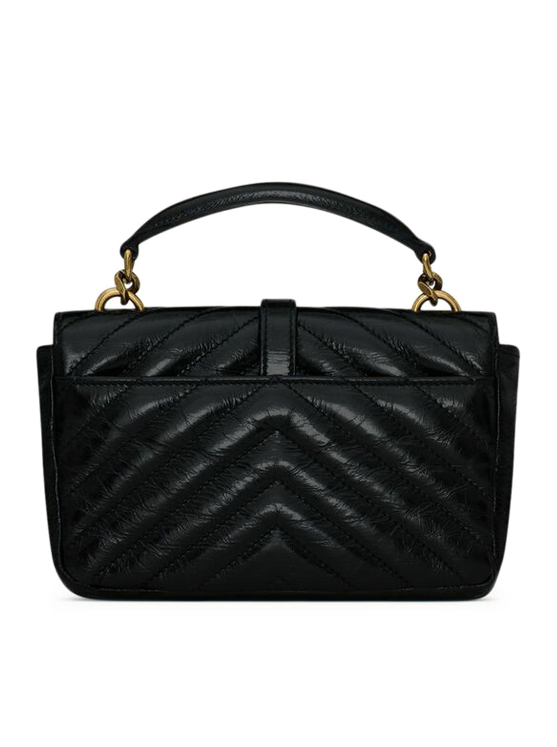 COLLEGE MINI CHAIN BAG IN SHINY CRAQUELÉ LEATHER