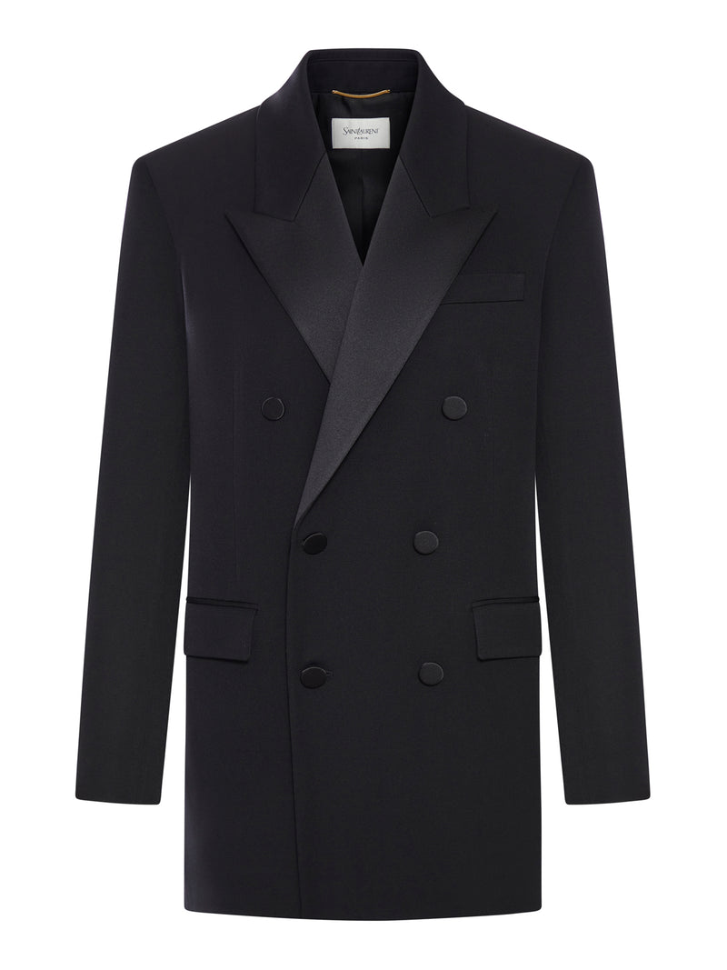 DOUBLE-BREASTED WOOL TUXEDO JACKET