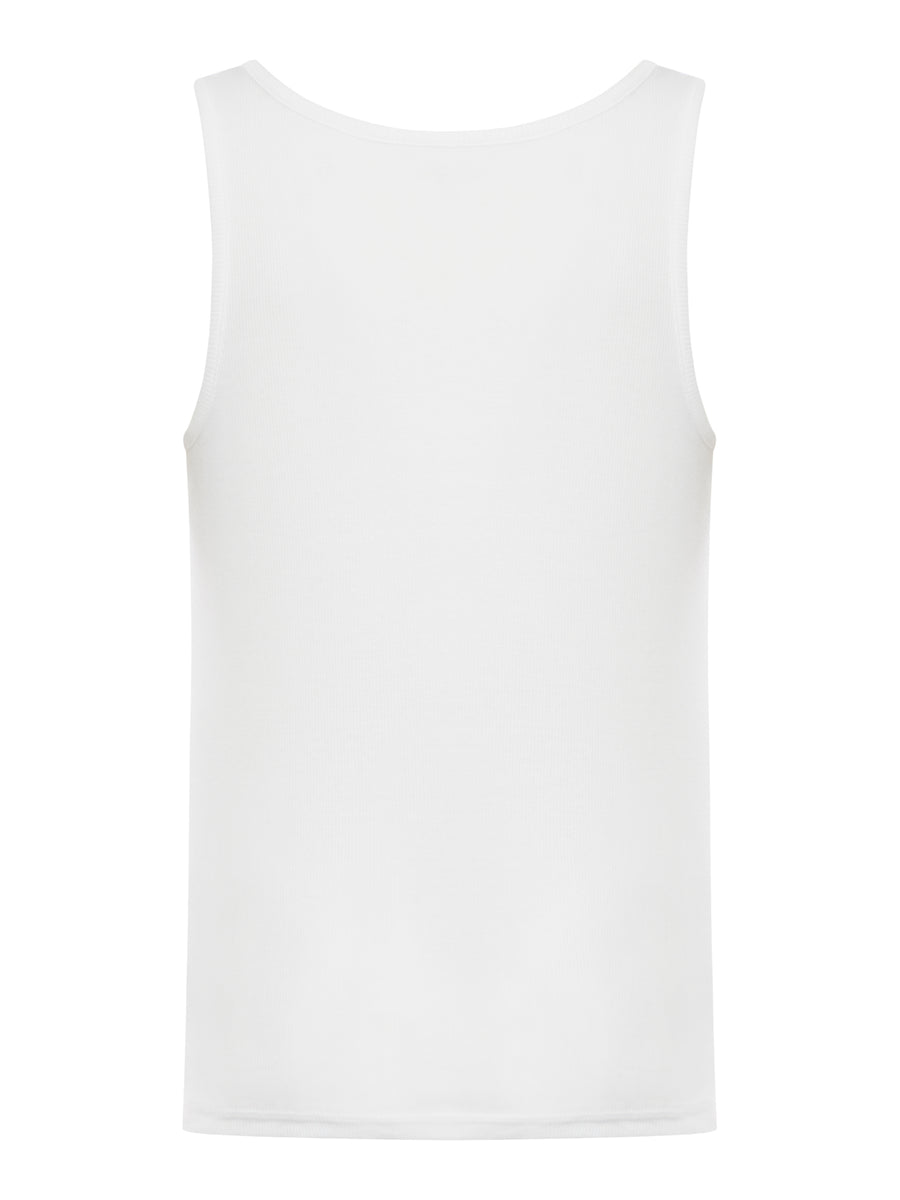 TANK TOP 615175 IN WHITE COTTON RIBBED BLACK TRIM