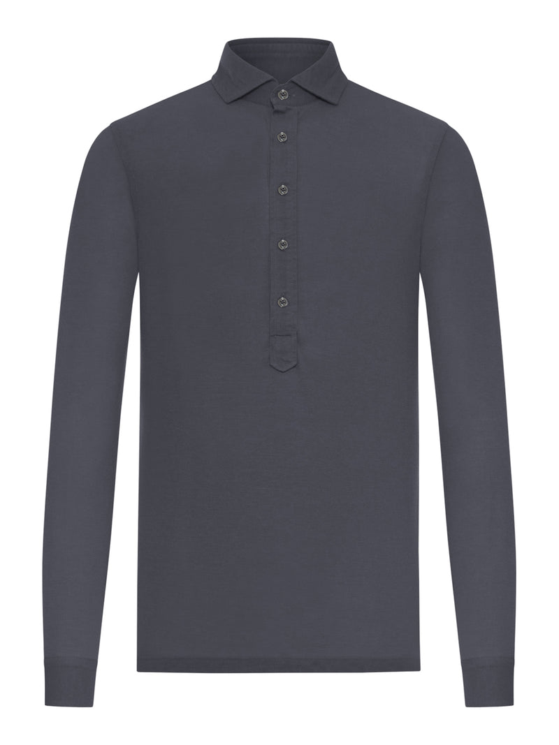 LONG-SLEEVED COTTON PIQUET POLO SHIRT