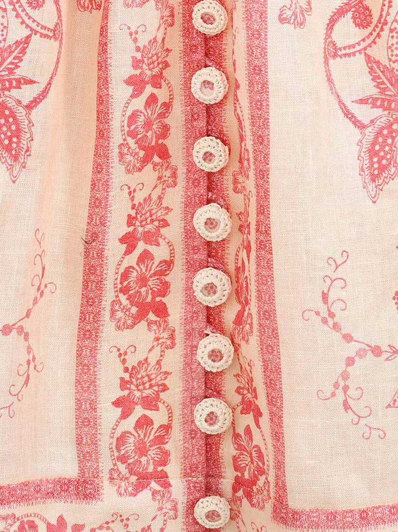 MINI DRESS WITH V-NECK AND CONTRASTING PRINT