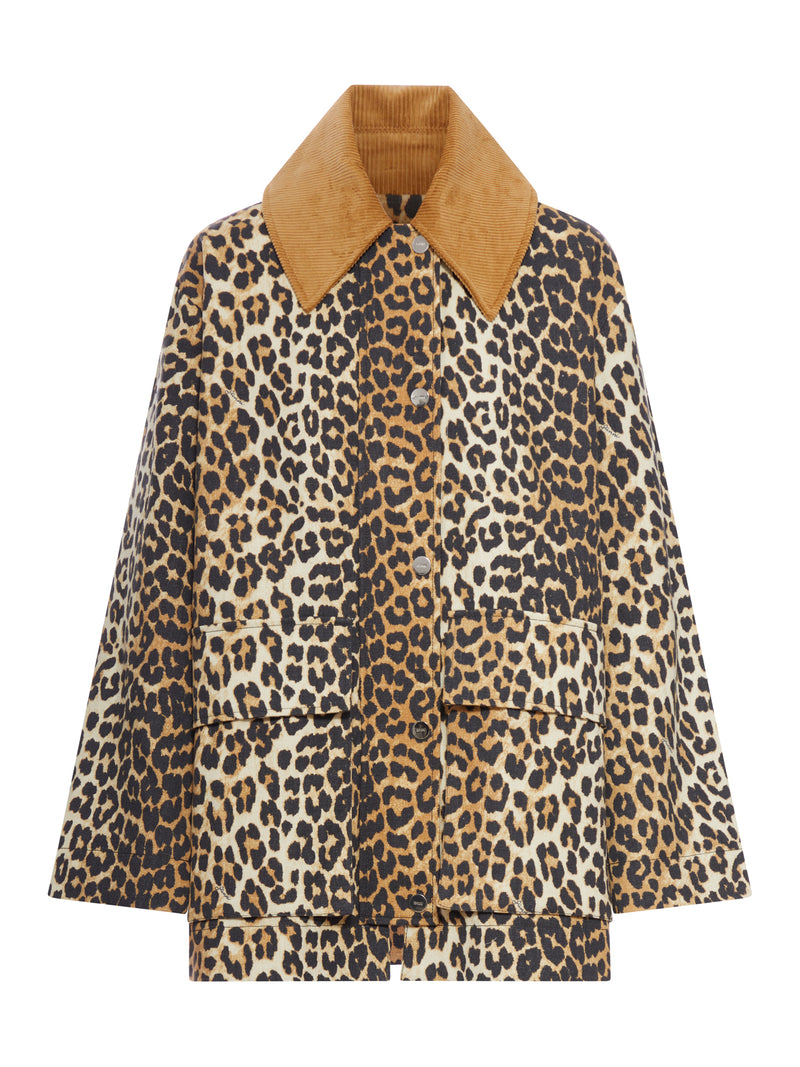 PRINTED CANVAS MIDI JACKET