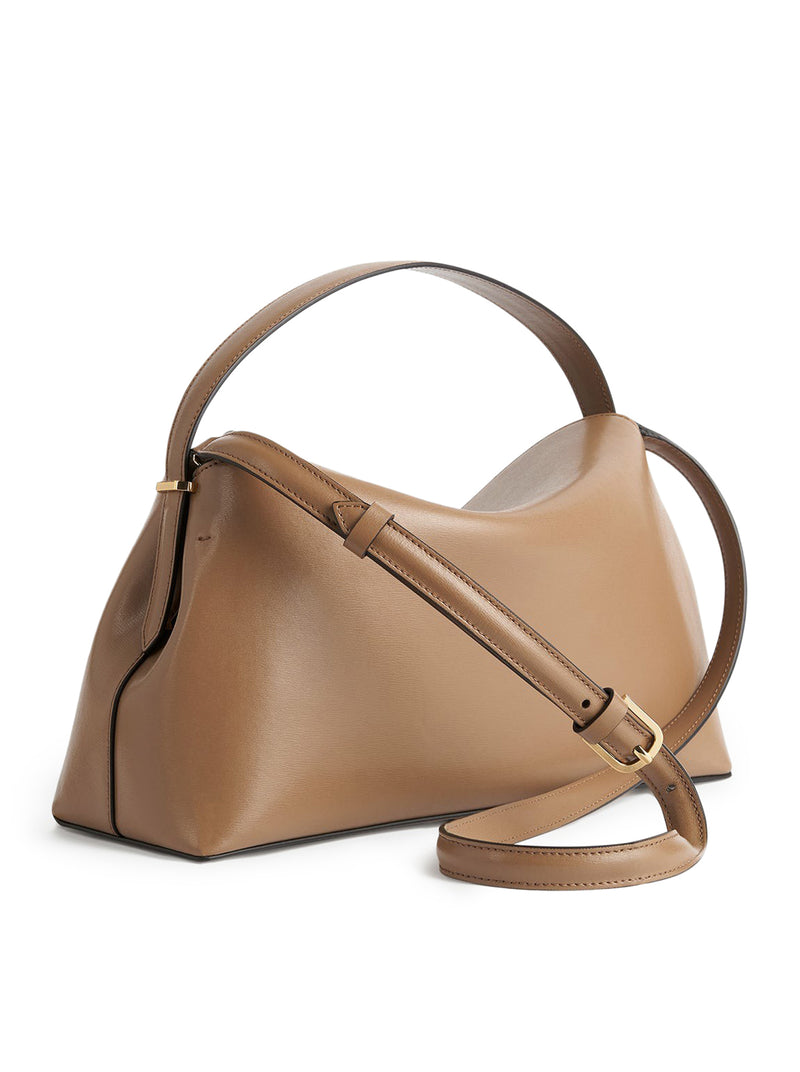 T-LOCK LEATHER TOP HANDLE CAMEL