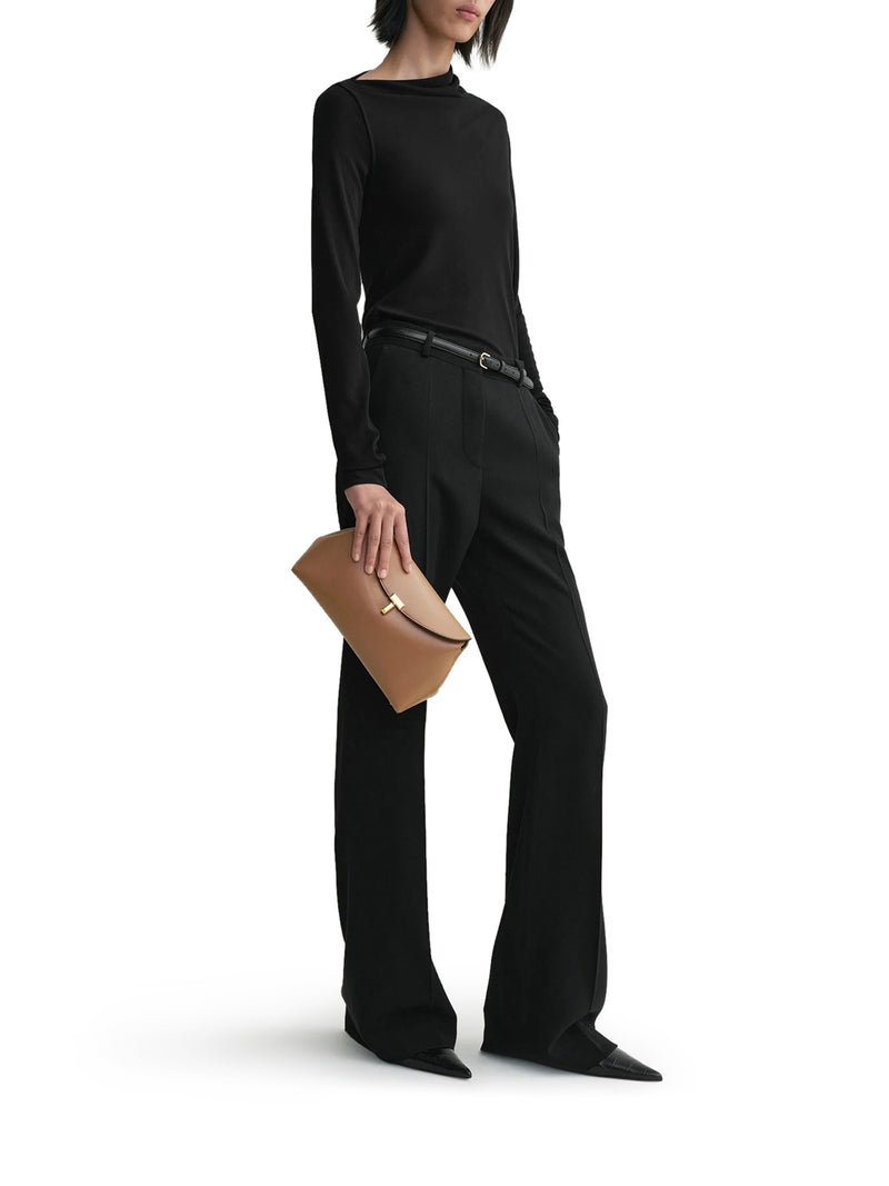 T-LOCK LEATHER CLUTCH