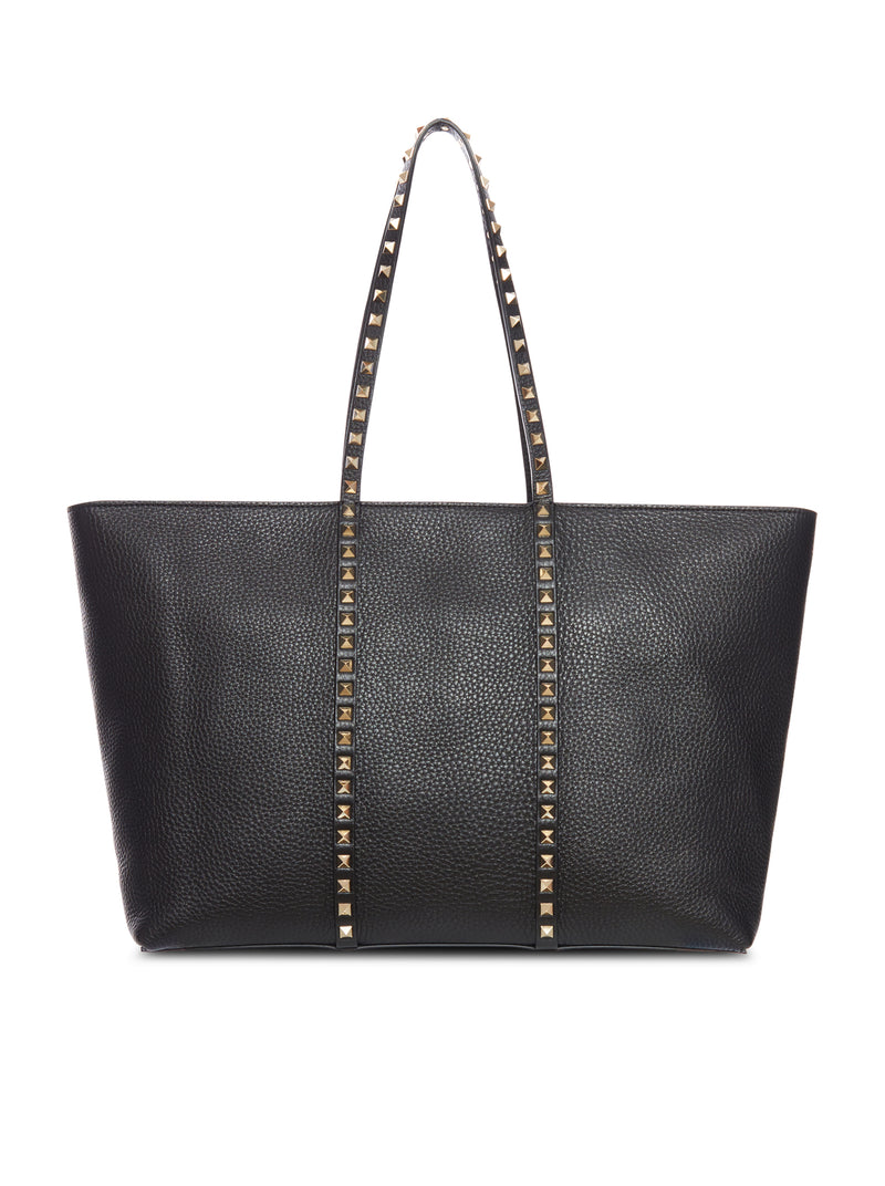ROCKSTUD SHOPPING BAG IN GARNET CALFSKIN