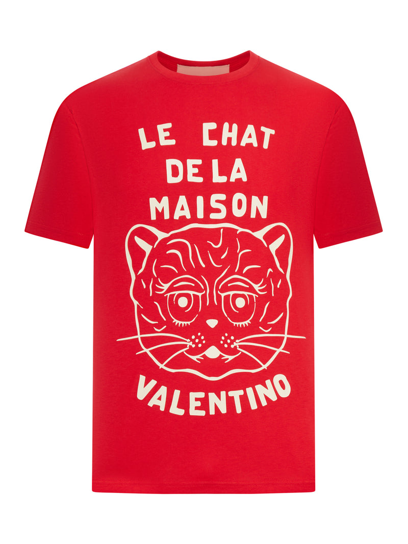 COTTON T-SHIRT WITH CHAT DE LA MAISON PRINT