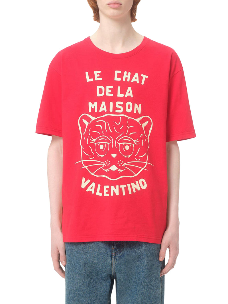 COTTON T-SHIRT WITH CHAT DE LA MAISON PRINT