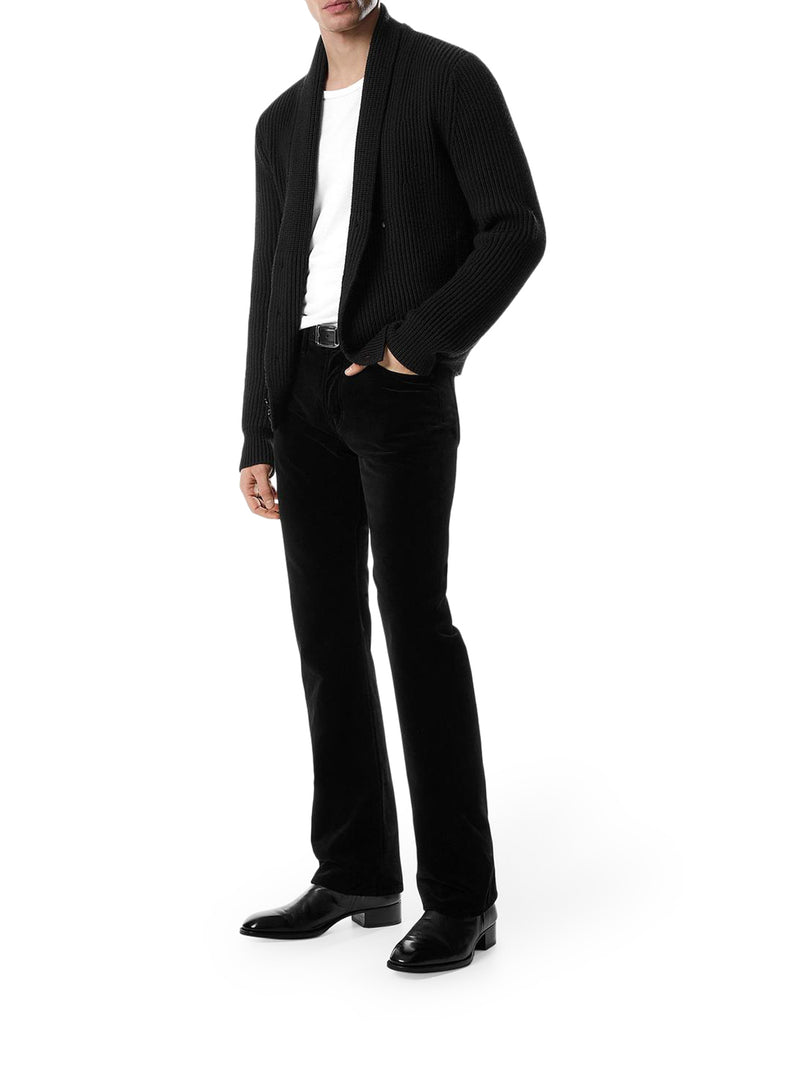 WOOL SILK SHAWL COLLAR CARDIGAN