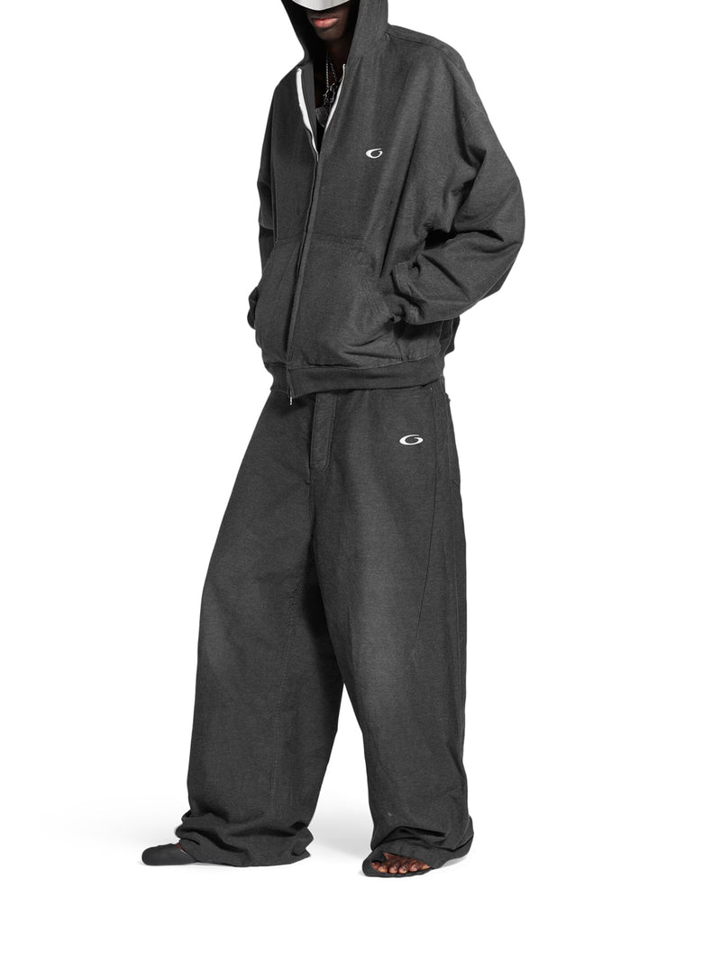 BAGGY TROMPE L`ŒIL PANTS IN COTTON DENIM