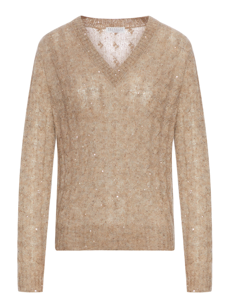 MOHAIR WOOL BLEND V-NECK SWEATER