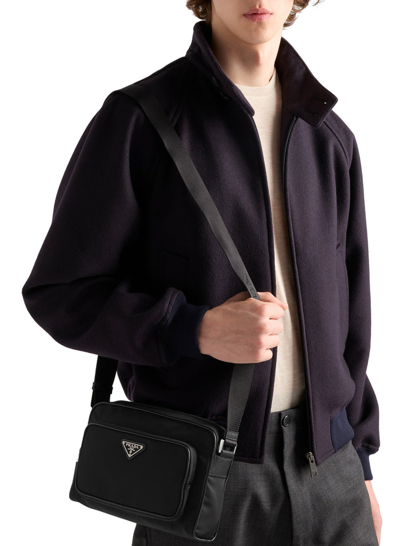 SMALL SHOULDER BAG IN RE-NYLON AND SAFFIANO