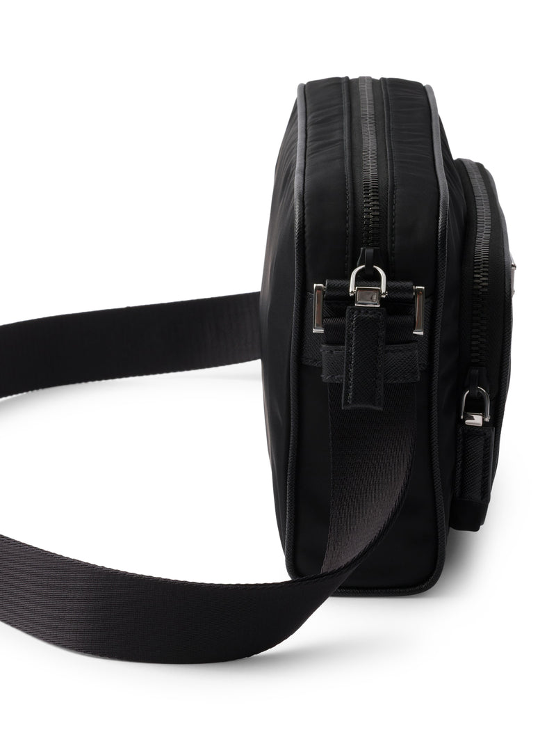 SMALL SHOULDER BAG IN RE-NYLON AND SAFFIANO