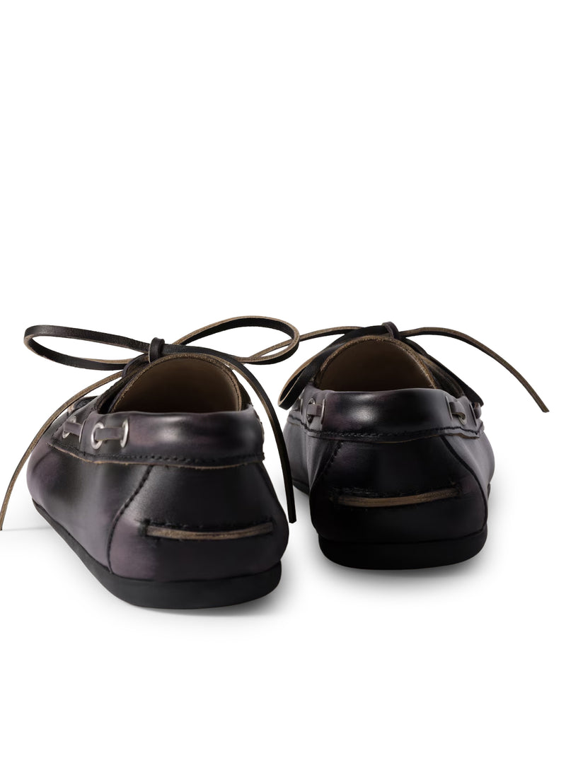 UNLINED BOAT LOAFERS IN DECOLORED LEATHER