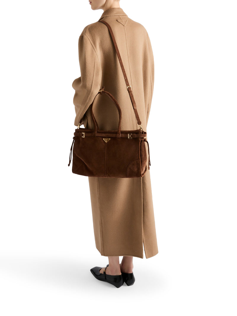 PRADA BONNIE LARGE SUEDE HANDBAG