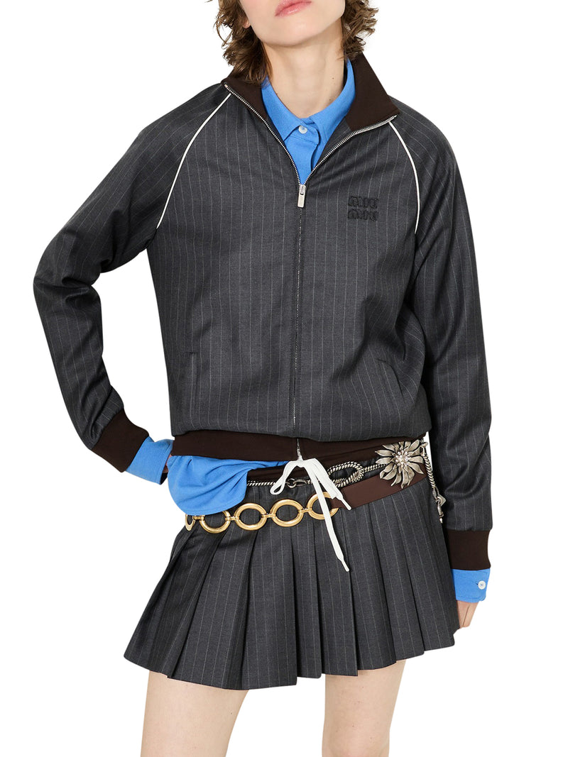 PINSTRIPED PLEATED MINISKIRT