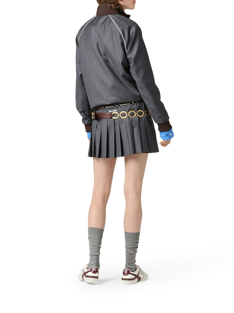 PINSTRIPED PLEATED MINISKIRT